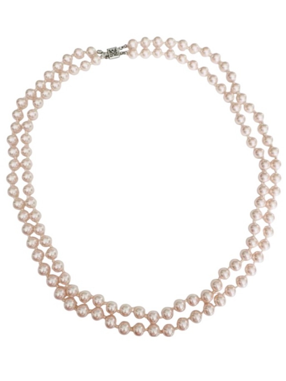 Vintage Blush Pink Double Strand Faux Pearl Necklace